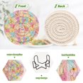 thumbnail image 4 of Haosy Set of 6 Drink Woven Coaster with Holder Heat Resistant Non-Slip Bar Coasters 4 Inches Bunny Carrots Flower Squares, 4 of 7