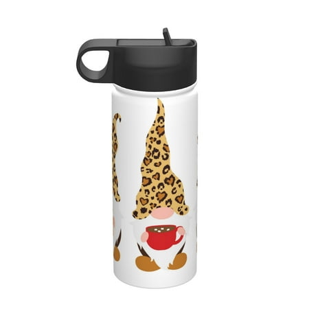 

Tideii Christmas Gnomes In Leopard for 18OZ Insulated Space Bottle Stainless Steel Water Cup with Straw Suitable for Outdoor Sports Unisex