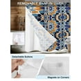 thumbnail image 3 of No Hook Cloth Fabric Shower Curtain with Snap in Liner, Morocco Orange Waterproof Shower Curtains Set with See Through Top Window, Blue Boho Retro Flower Pattern Abstract Bath Curtains Shower 54"x78", 3 of 6