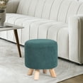 thumbnail image 3 of Homebeez Round Ottoman Foot Rest Stool with Wood Legs,Small Comfy Footstool,Blue, 3 of 6