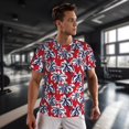 thumbnail image 3 of Wukai Palm Tree Pattern on Red Print Men's Short-Sleeved Mesh T-Shirt,Quick-Dry Short Sleeve Workout T-Shirt-X-Large, 3 of 8