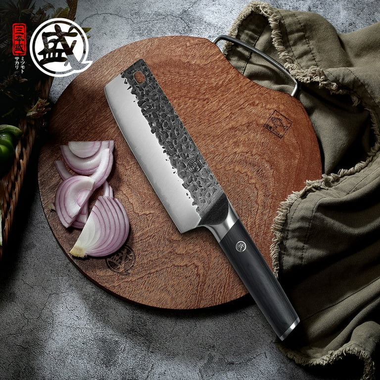MITSUMOTO SAKARI 7 inch Japanese Nakiri Chef Knife, High Carbon Stainless  Steel Vegetable Kitchen Knife 
