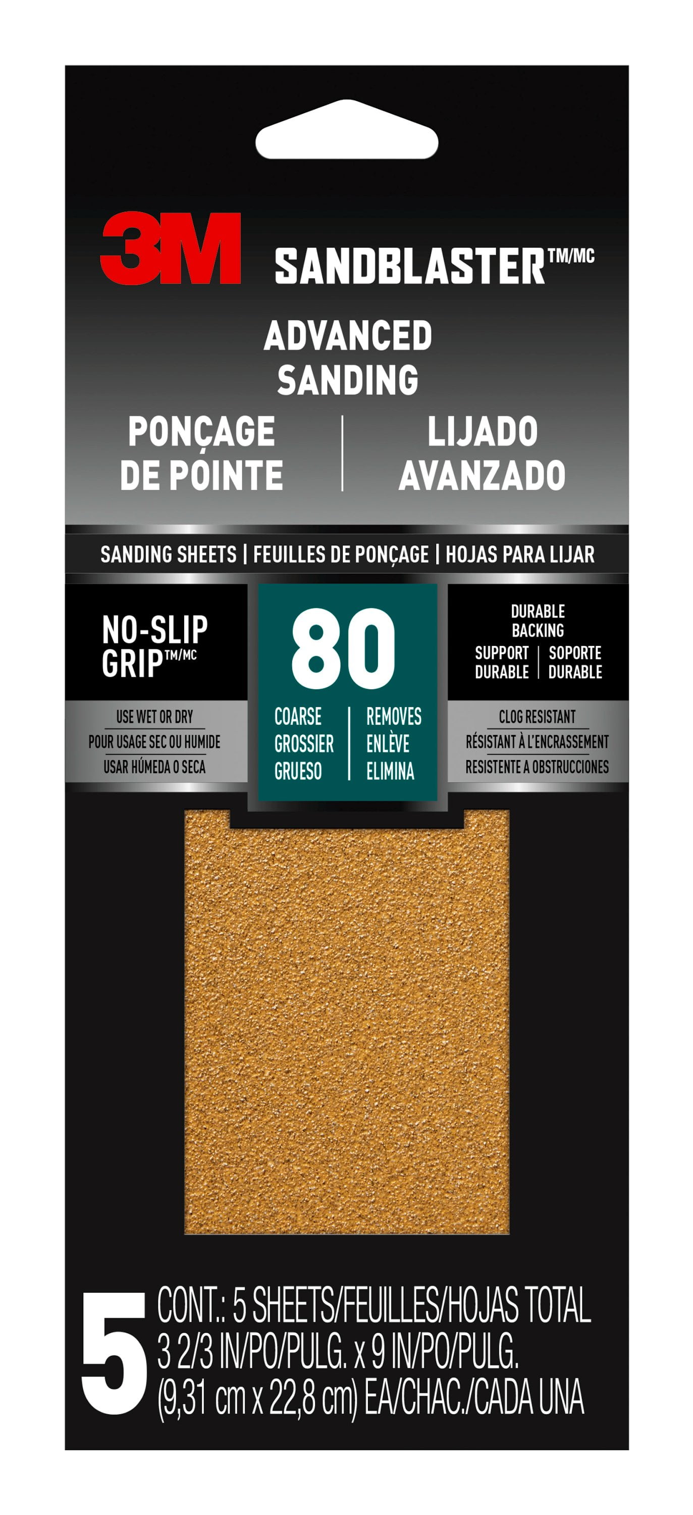 3M SandBlaster Set of 6 Sandpaper 60 Grit Coarse 9 x 11 inch; 2 Packs of 3 Sheet