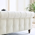 thumbnail image 5 of Full size Regal Chesterfield-Style Tufted Sleigh Bed with Textured Upholstery and Dark Wood-Effect Feet - No Box Spring Required ,Cream, 5 of 9