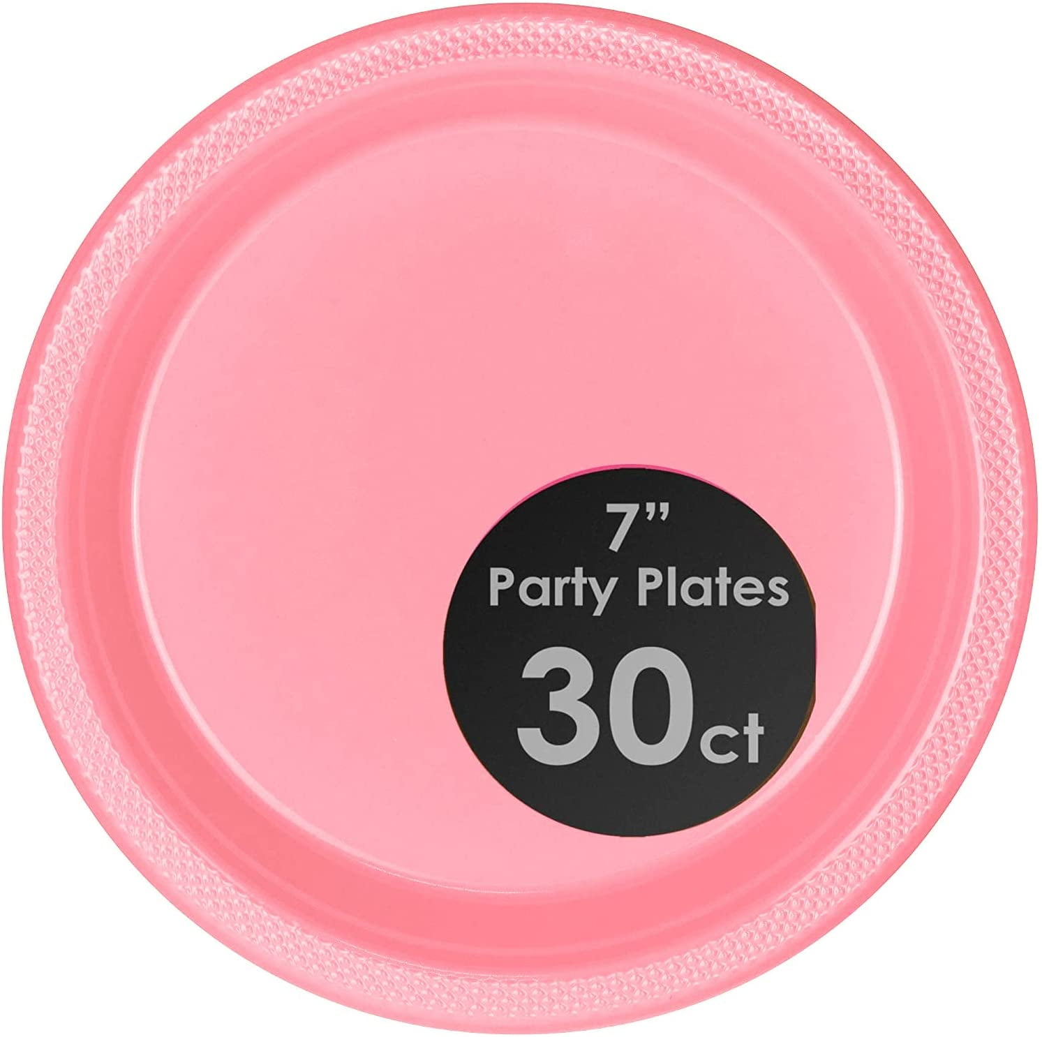 DecorRack 30 Small Plastic Plates, 7 inch Dinner Plates, Light Pink