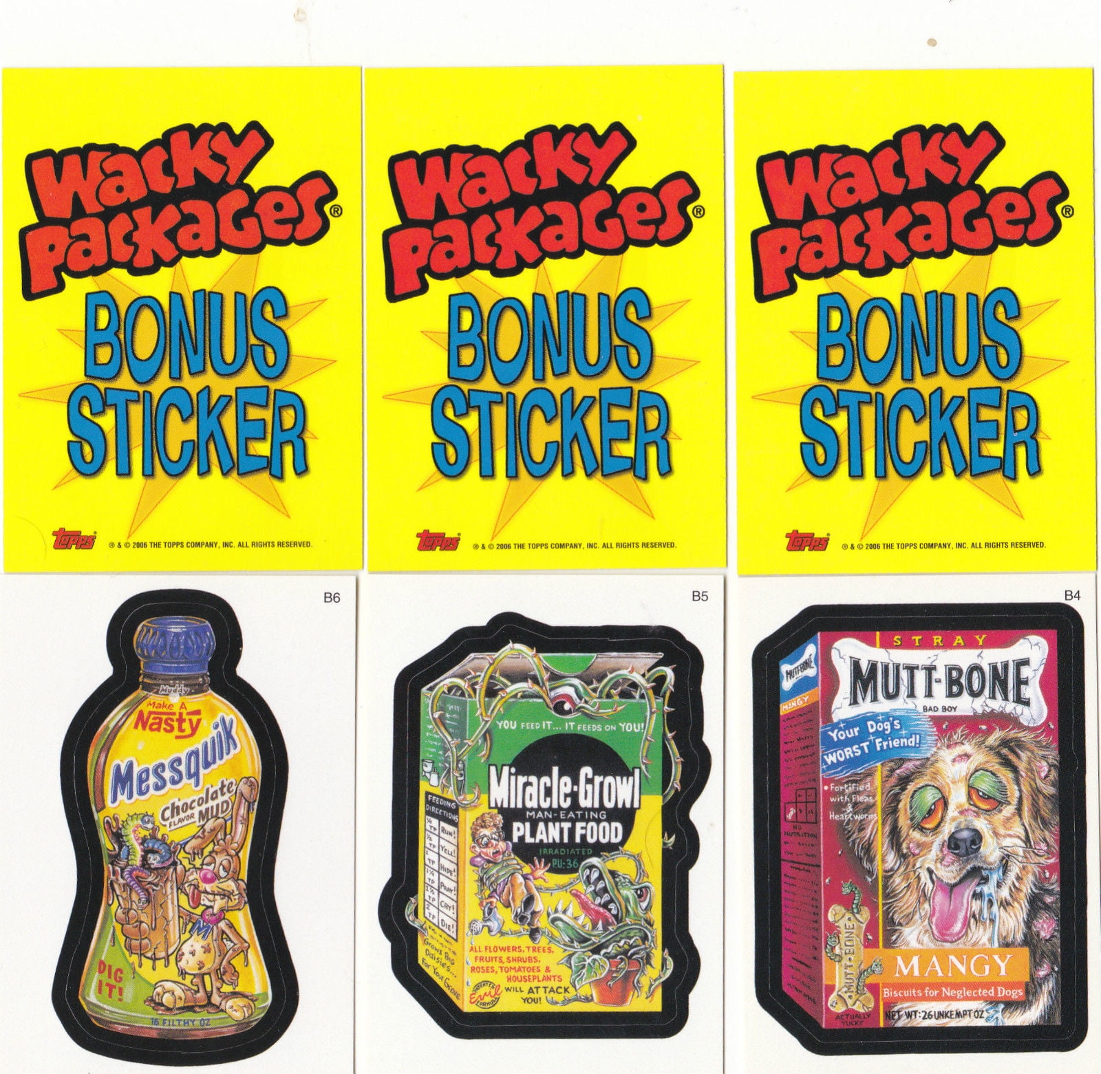 2006 Wacky Packages All New Series 3 (ANS3) Three Bonus Stickers B4,B5 ...