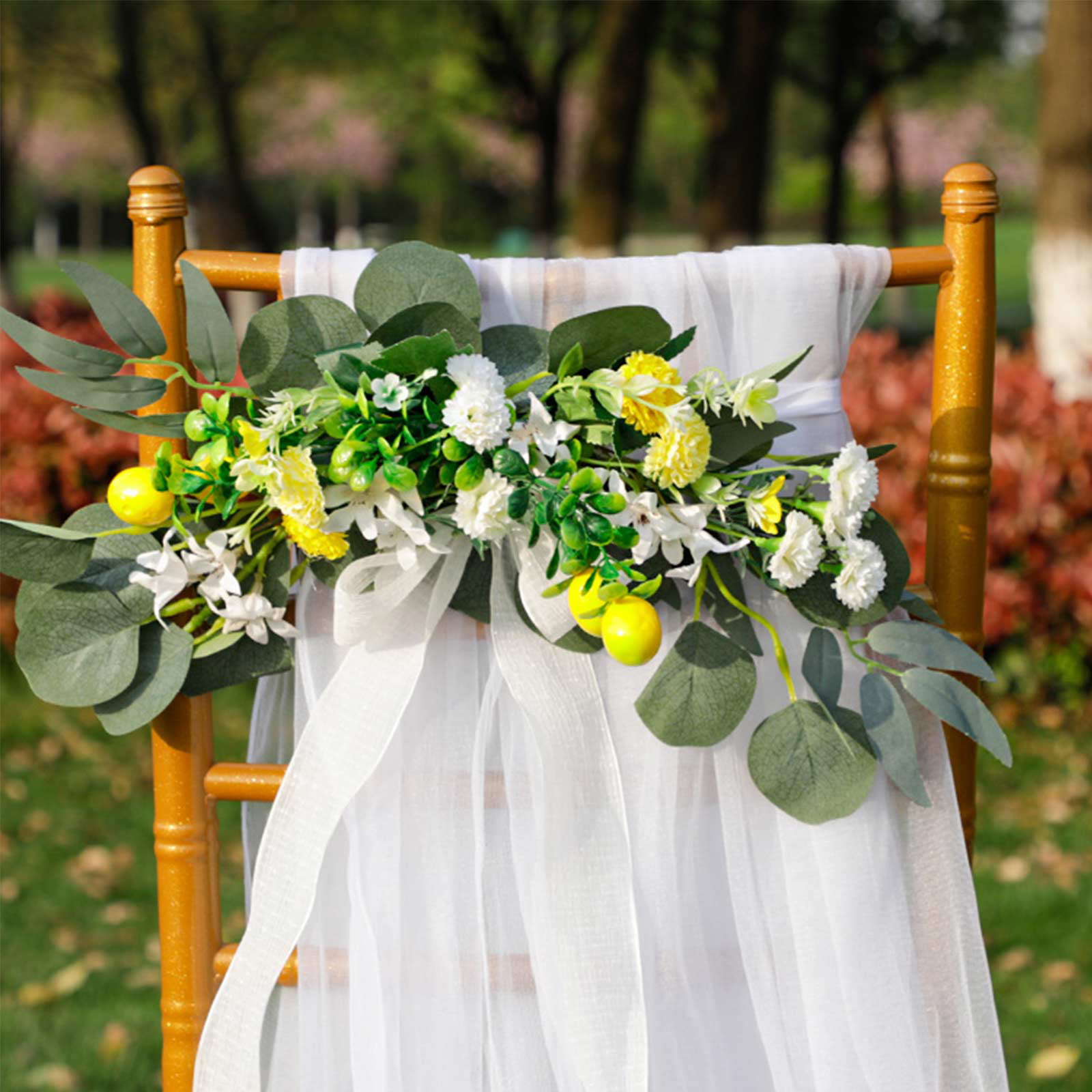  COOLHIYA Wedding Chair Back Flowers Wedding Chair