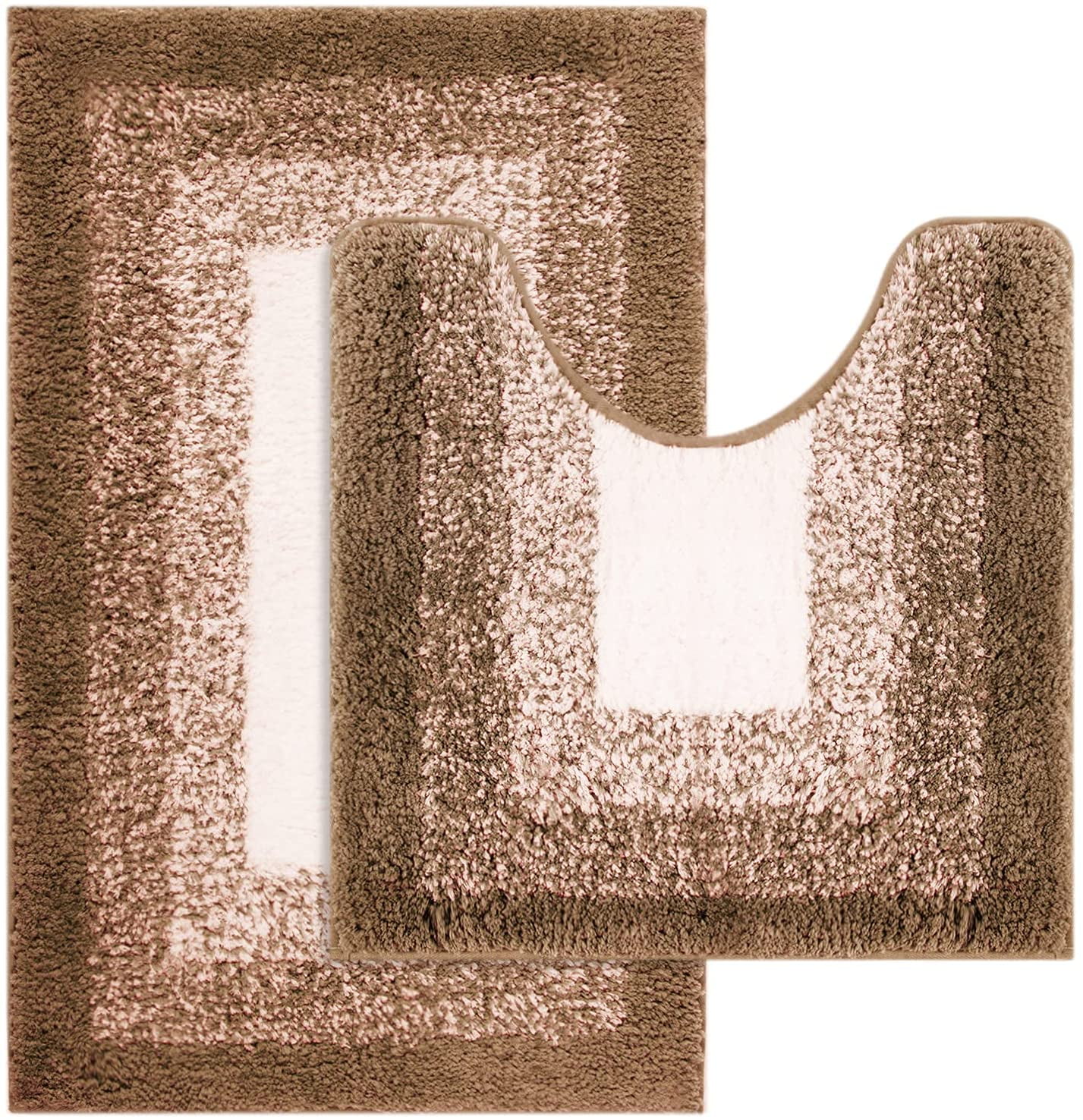 Bathroom Rugs Set 2 Piece, Microfiber 20" x 33" Bath Mat and 20" x 20