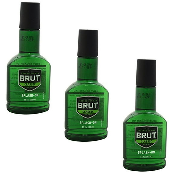 (3 Pack) Brut Splash-on Classic Scent for Men, 3.5 Oz