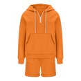 thumbnail image 3 of Hot Selling Sportswear For Women Hooded Shorts Set Home Two-Piece Set Orange L, 3 of 5