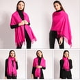 thumbnail image 5 of EASE LEAP Pashmina Scarfs for Women Silky Shawls and Wraps for Evening Dresses Soft Large Scarves Wedding Warm Stylish Solid Color, Hot Pink, 5 of 7