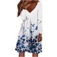 thumbnail image 1 of Moda mujer casual manga larga cuello en V impresión suelta vestido de jersey Pompotops hdfakjf6978, 1 of 6
