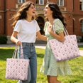 thumbnail image 2 of XYZCANDO Pink Santa Print Quilted Handle Tote Bag Large Capacity Festive Shoulder Purse for Christmas Daily Shopping Travel Work Lightweight Cute Carrying Handbag, 2 of 7