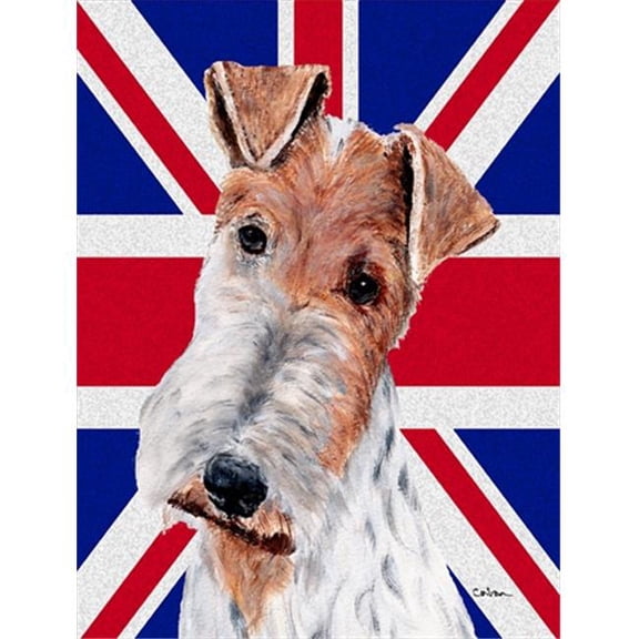 Wire Fox Terrier With English Union Jack British Flag Flag Canvas House Size