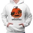 thumbnail image 2 of Pumpkin Cats Lets Get Smashed Hoodie Sweatshirt Unisex Medium White, 2 of 5