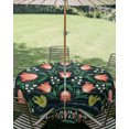 thumbnail image 2 of Outdoor Tablecloth with Umbrella Hole Zipper Vintage Tulip Flower Round Tablecloth 60" Waterproof Outside Table Cloth Abstract Ethnic Floral Birds Bohemia Patio Table Cover Tablecloths for Picnic, 2 of 8