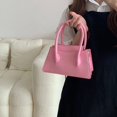 thumbnail image 3 of Niche Design Women's Bag Pink Small Square Bag Style Texture Portable Small Bag Simple Crossbody Bag Trendy, 3 of 6