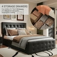 thumbnail image 3 of Full Size Platform Bed Frame with 4 Storage Drawers & Headboard,Faux Leather or Linen, Button Tufted Platform, Strong Wooden Slats,No Box Spring Needed, 3 of 7