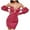 Hot Pink, variant on Women's Off The Shoulder Sequin Glitter Bodycon Puff Sleeve Deep V Neck Mini Party Dress for Evening Navy L