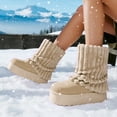 thumbnail image 3 of GJPBGK Women’s Warm Fuzzy Knit Mid-Calf Winter Snow Boots Cozy Outdoor Footwear Platform Flat Comfort Outdoor Winter Fashion Boots, 3 of 8