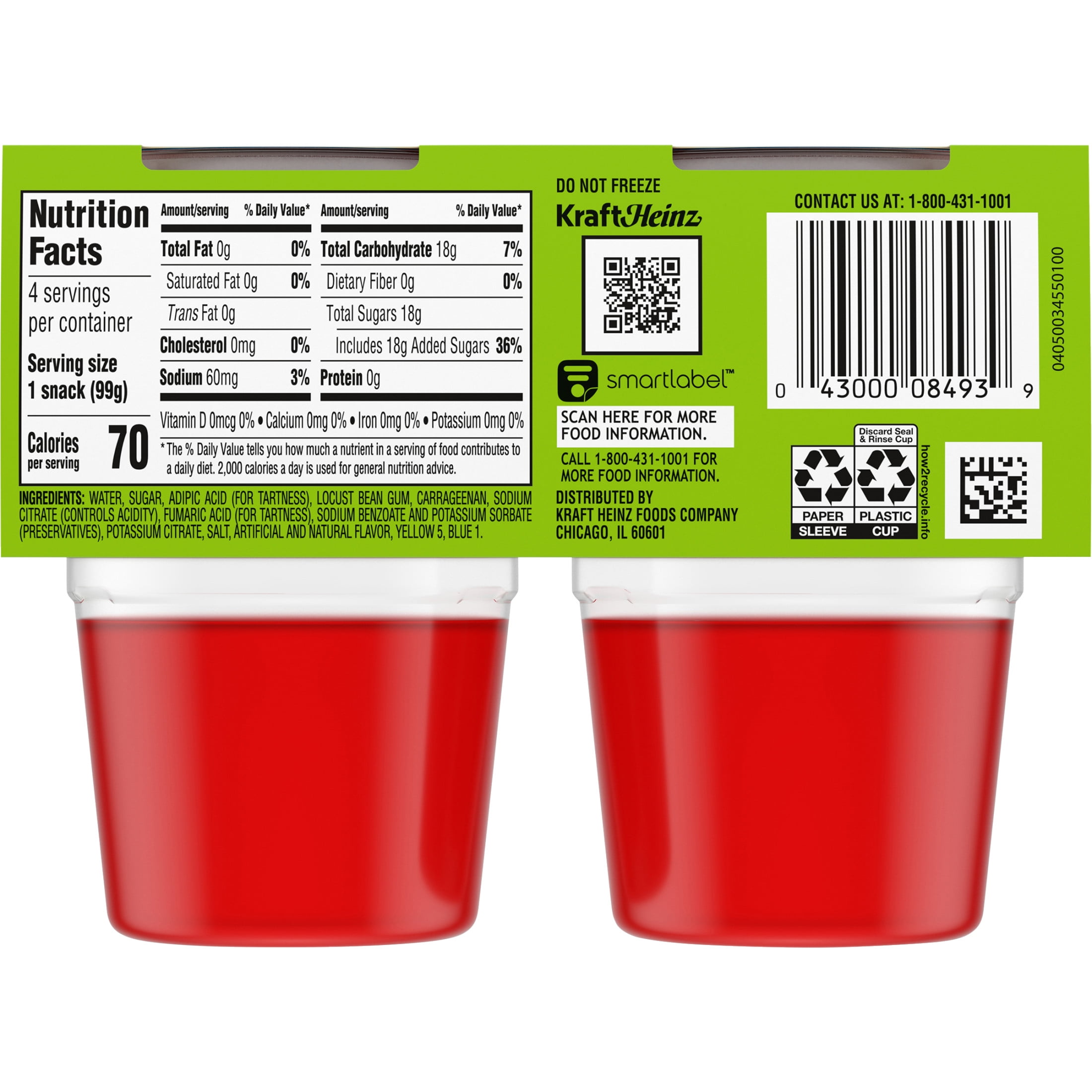 かずしゃちょー ORIGINAL GEL 3000ml 4個セット Kool-Aid Gels Strawberry Kiwi Jell-O Gelatin Snacks, 4 Ct Cups