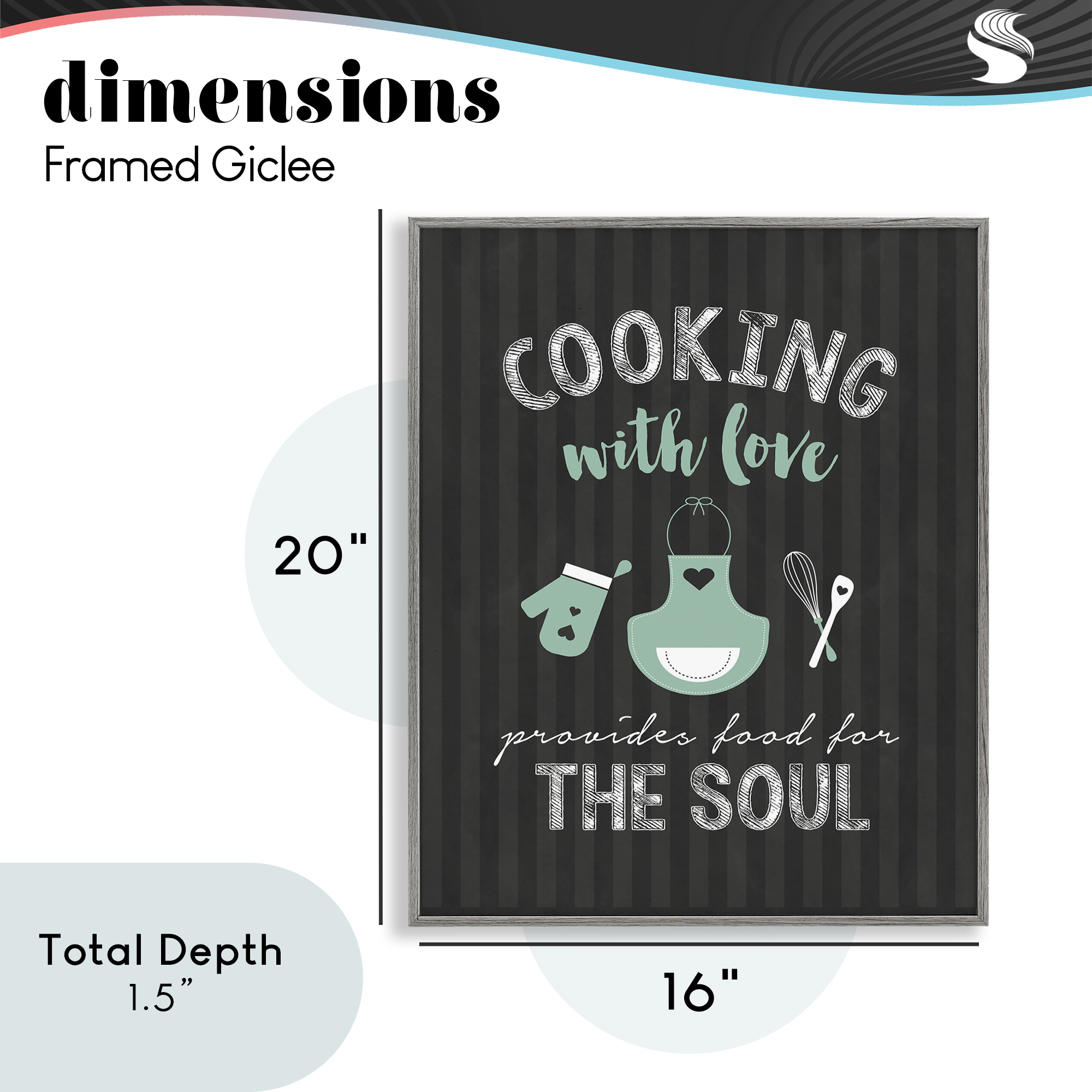 Food For Soul Black & Green Gray Framed Giclee Art, design by Lettered and Lined