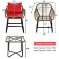 thumbnail image 3 of Costway 3PCS Patio Rattan Bistro Set Cushioned Chair Glass Table Deck Red, 3 of 10