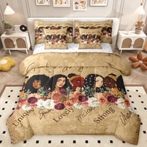 Manfei Kawaii Black Princess Bedding Comforter Set 7 Pieces, Unique Lovely Girls Full Bedding Set, Romantic Rustic Flower Fitted Sheet Flat Sheet, Luxury Bedroom Decor