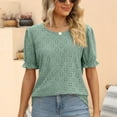 thumbnail image 4 of IROINNID Summer Sexy Blouse For Women Breathable Round-Neck Solid Short Sleeve Tops Blouse, 4 of 6