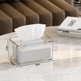 thumbnail image 1 of Zhuge Caja de pañuelos de acrílico transparente, con tapa, dispensador de toallitas para secadora de mesa, para baño, cocina y coche, gris, 18 x 12 x 9,6 cm, 1 of 2