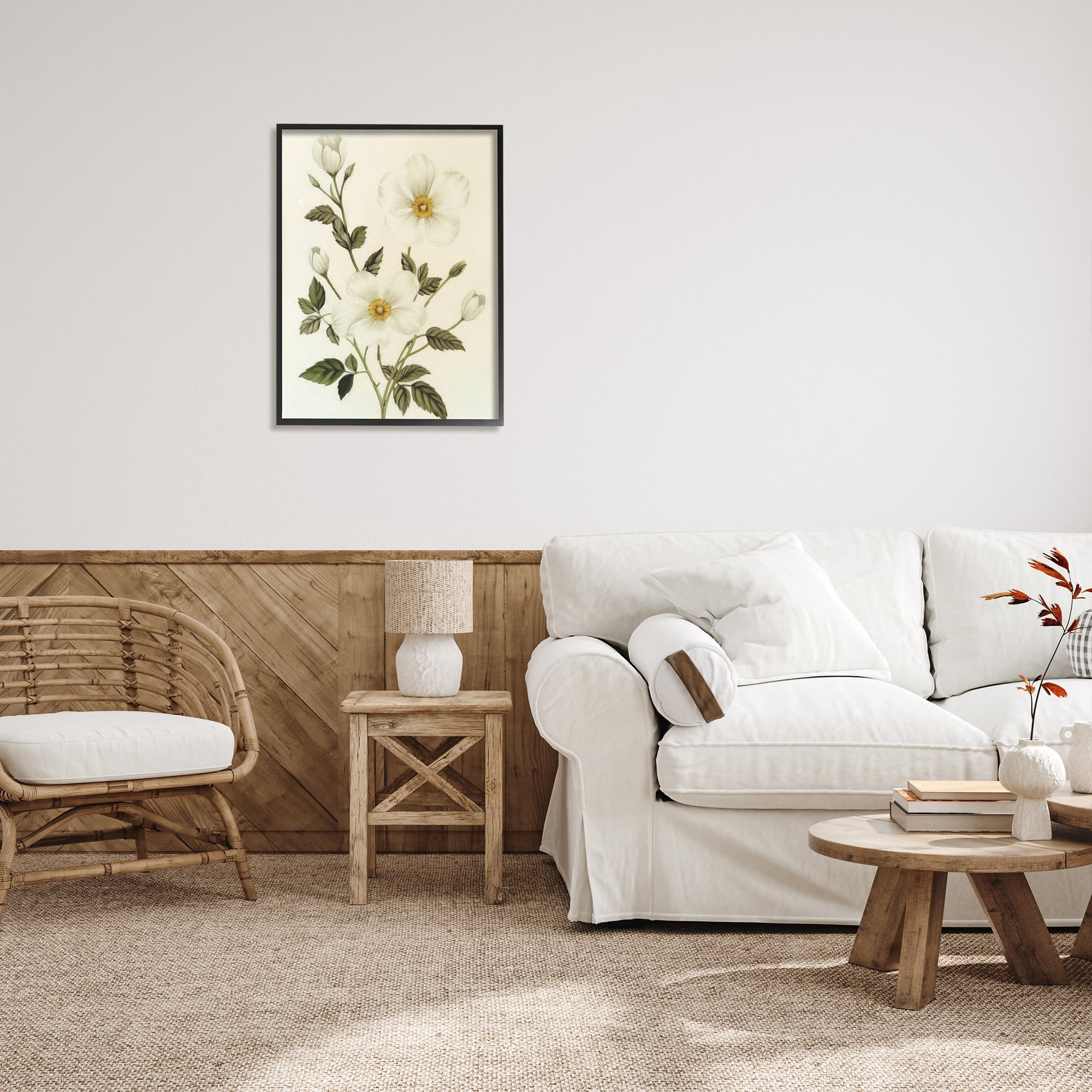Stupell Industries Vintage Apple Blossoms Botanical & Floral Painting Black Framed Art Print Wall Art, 24 x 30