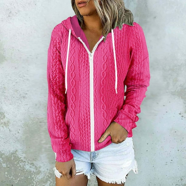 zanvin Sweatshirts for Women Quarter Zip Up Hoodies Fleece Tops Fall  Fashion Outfits 2023 Winter Clothes,Hot Pink,S 