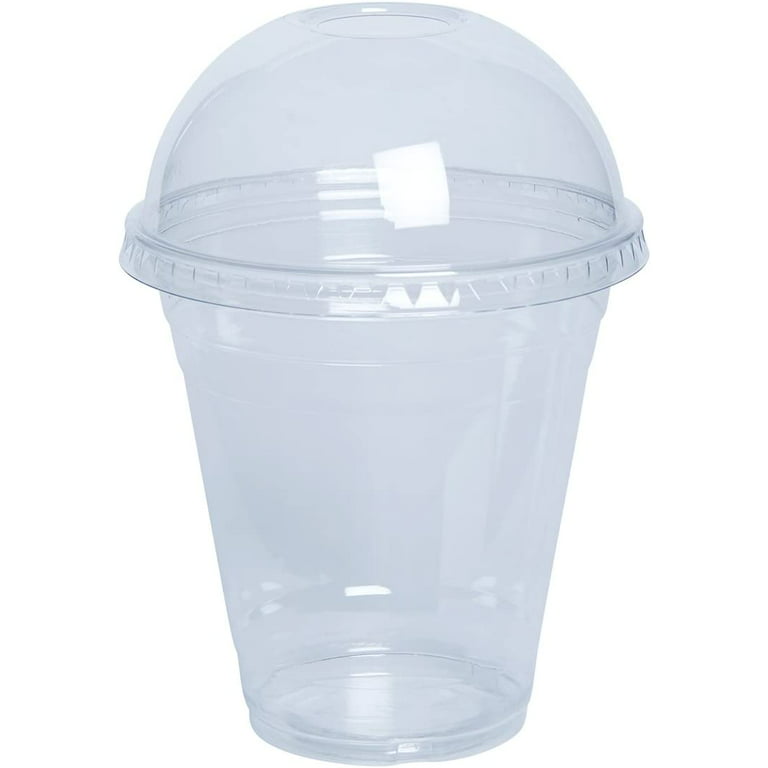 Strong Clear Plastic Smoothie Cups Dome Lids 7oz 10oz 12oz 16oz