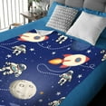 thumbnail image 2 of Astronauts Dark Blue Rocket Ship Space Stars Throw Blanket Flannel Microfiber Luxury Warm Soft Cozy Blanket for Couch, Car, Bed Sofa Dorm Water Beds Gift Small 50x40In (Throw) Kids, 2 of 6