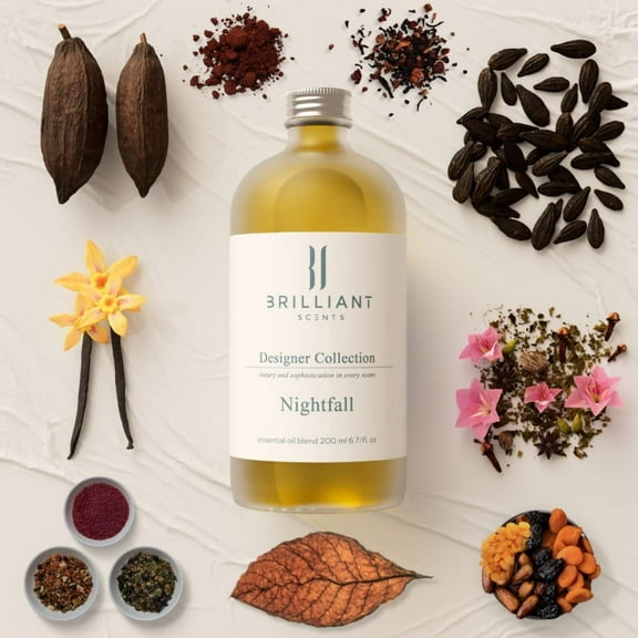 Brilliant Scents - Nightfall | Fall Collection - Luxury Home & Business Scent | Cacao, Tonka Bean, Vanilla - Fragrance Oil - 200ml