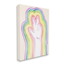 Stupell Industries Radiant Peace Sign Rainbow Whimsical Linework Canvas Wall Art by Jennifer Paxton Parker