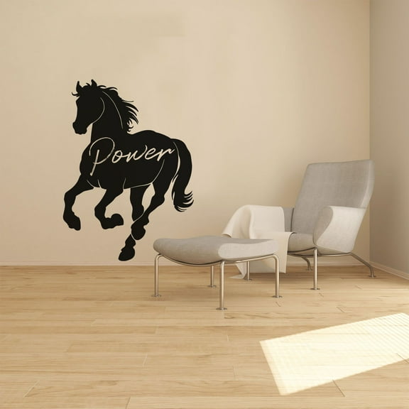 Power - Horse Racing Silhouette Running Stallion Beautiful Horse Mare Stallion Vinyl Wall Art Sticker Wall Decal Cowboy Cowgirl Farm House Wall Decoration Home Room Décor Design Size (8x10 inch)