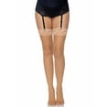 thumbnail image 3 of Leg Avenue Women’s Sheer Thigh Highs with Lace Top, Nude, Plus Size, 3 of 4