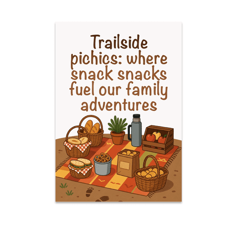 Trailside Picnics: Where Snacks Fuel Our Family Adventures - Outdoor Lovers - 13x19 Poster Print