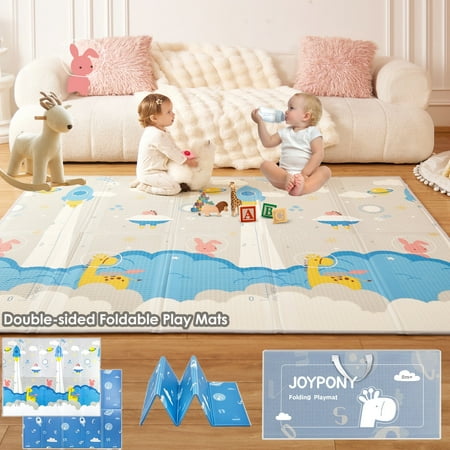 Joypony 59 x 71 inch Baby Play Mat, Foldable Play Mats for Babies and Toddlers with Travel Bag