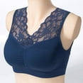thumbnail image 3 of Women Sexy V Neck Lace Bras Push Up Padded Bra Seamless Comfortable Bralette Sports Sleep Bra Blue L, 3 of 17