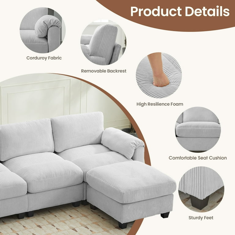 JUSTLET Oversized Modular Sectional Sofa, Oversized U Shaped JUSTLET Oversized Modular Sectional Sofa, Oversized U Shaped