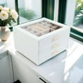 thumbnail image 4 of 3 Layer Jewelry Organizer Box with Glass Lids & 3 Drawers - Elegant Storage Solution for Necklace, Rings，Earrings, and Bracelets - Perfect for Women ASK-301 (White), 4 of 8