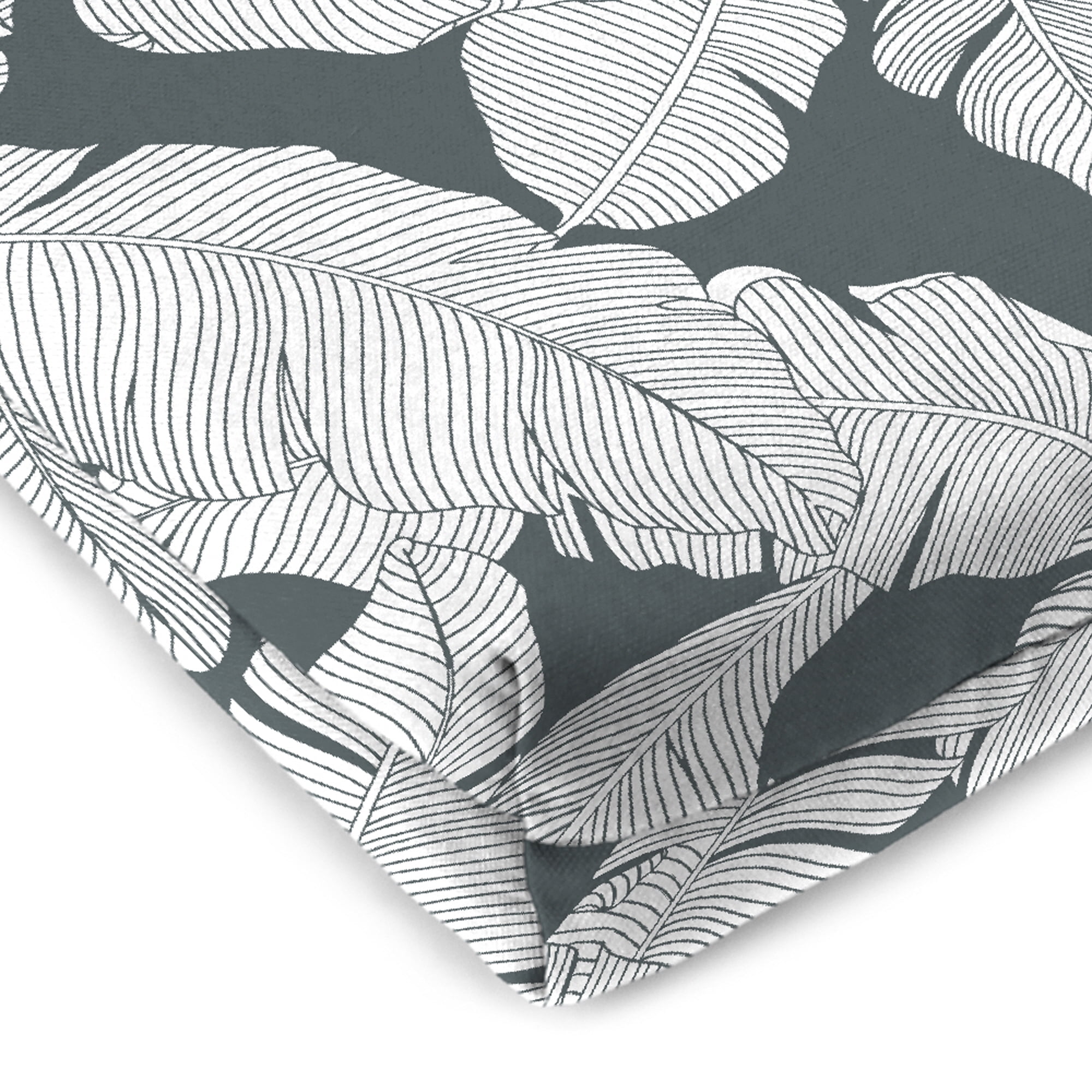 Jordan Manufacturing 17" x 19" Carano Stone Grey Leaves Rectangular Outdoor Seat Cushions with Ties (2 Pack)