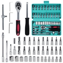 Victool 46pcs Car Repair Hand Tool Set 1/4 Drive Socket Ratchet Wrench Screwdriver Bits Combination Kit