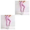 thumbnail image 2 of Sonducket Leggings deportivos para mujer, costura de Yoga, ejercicio suave, pantalones para correr transpirables, pantalones de color sólido, Rosa XL 2piezas, 2 of 6