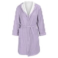 thumbnail image 4 of MEICHEN Bath Robes for Women Fashion Hooded Fleece Robe Soft Warm Bathrobe Cute Striped Plush Loungewear with Pockets Women's Essentials Summer Sleepwear, 4 of 5