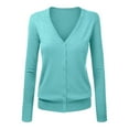 thumbnail image 2 of Women's Cardigan V Neck Cardigan Sweater Plus Jacket Solid Color Knitted Sweater,Blue Women's Cardigan XL, 2 of 4