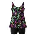 thumbnail image 5 of ibiyuan Plus Size Swimsuit for Women Two Piece Tummy Control Bathing Suits Flowy Swim Tops with Boy Shorts Floral Print Womens Swimsuits Tummy Control,Black, 5 of 5