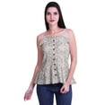 thumbnail image 1 of Moomaya Casual Shoulder Strap Flared Hem Cotton Slub Printed Women Summer Top, 1 of 5